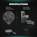 Ventilateur à Pince Ø15cm Mars Hydro - 2PCS - 10 niveaux de contrôle de vitesse, oscillation grand angle à 10 niveaux, moteur EC - Image 2